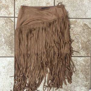 do+be suede asymmetrical fringe skirt, never worn size medium